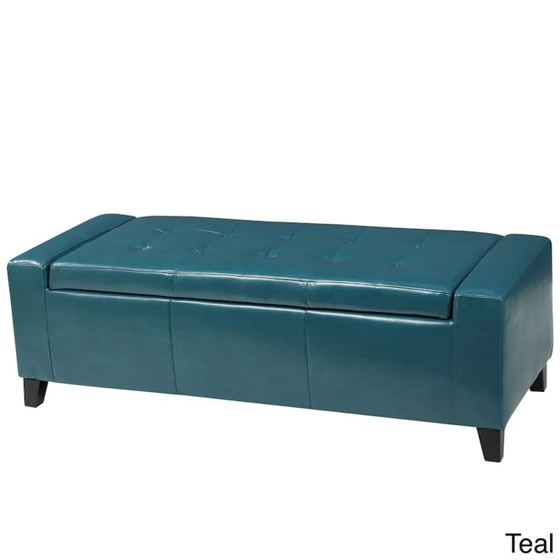 Guernsey Faux Leather Storage Ottoman Bench by Christopher Knight Home - Teal