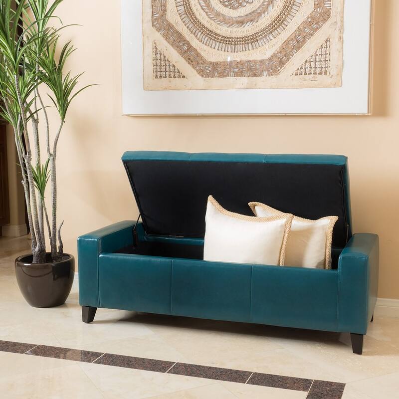 Guernsey Faux Leather Storage Ottoman Bench by Christopher Knight Home
