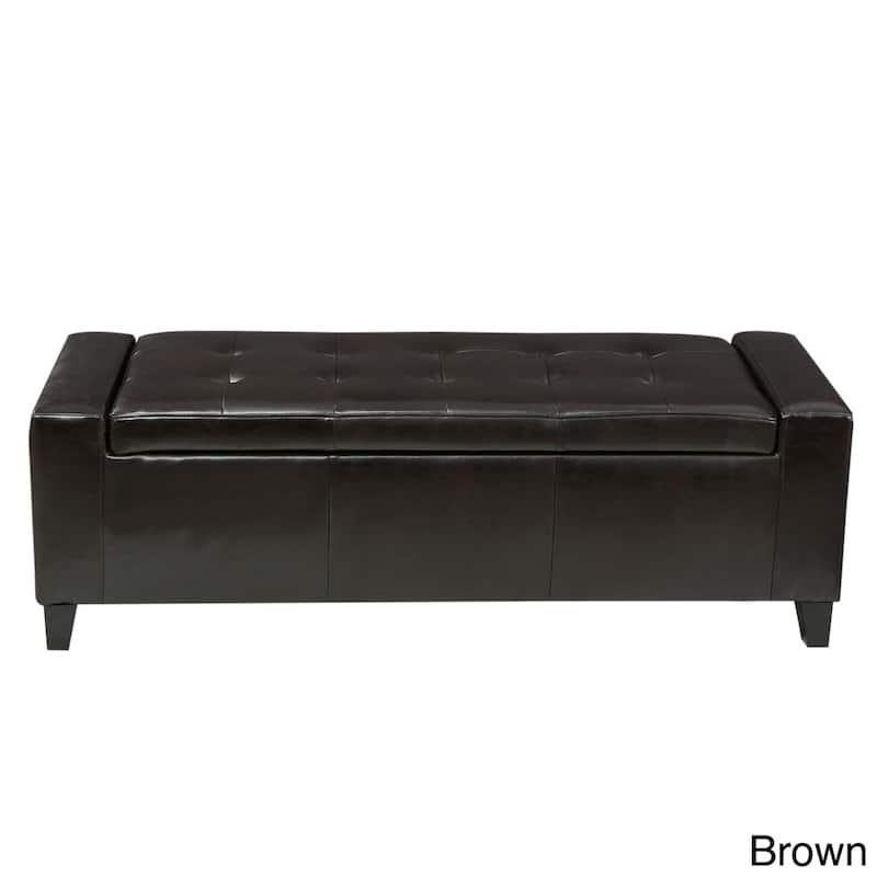 Guernsey Faux Leather Storage Ottoman Bench by Christopher Knight Home - Brown
