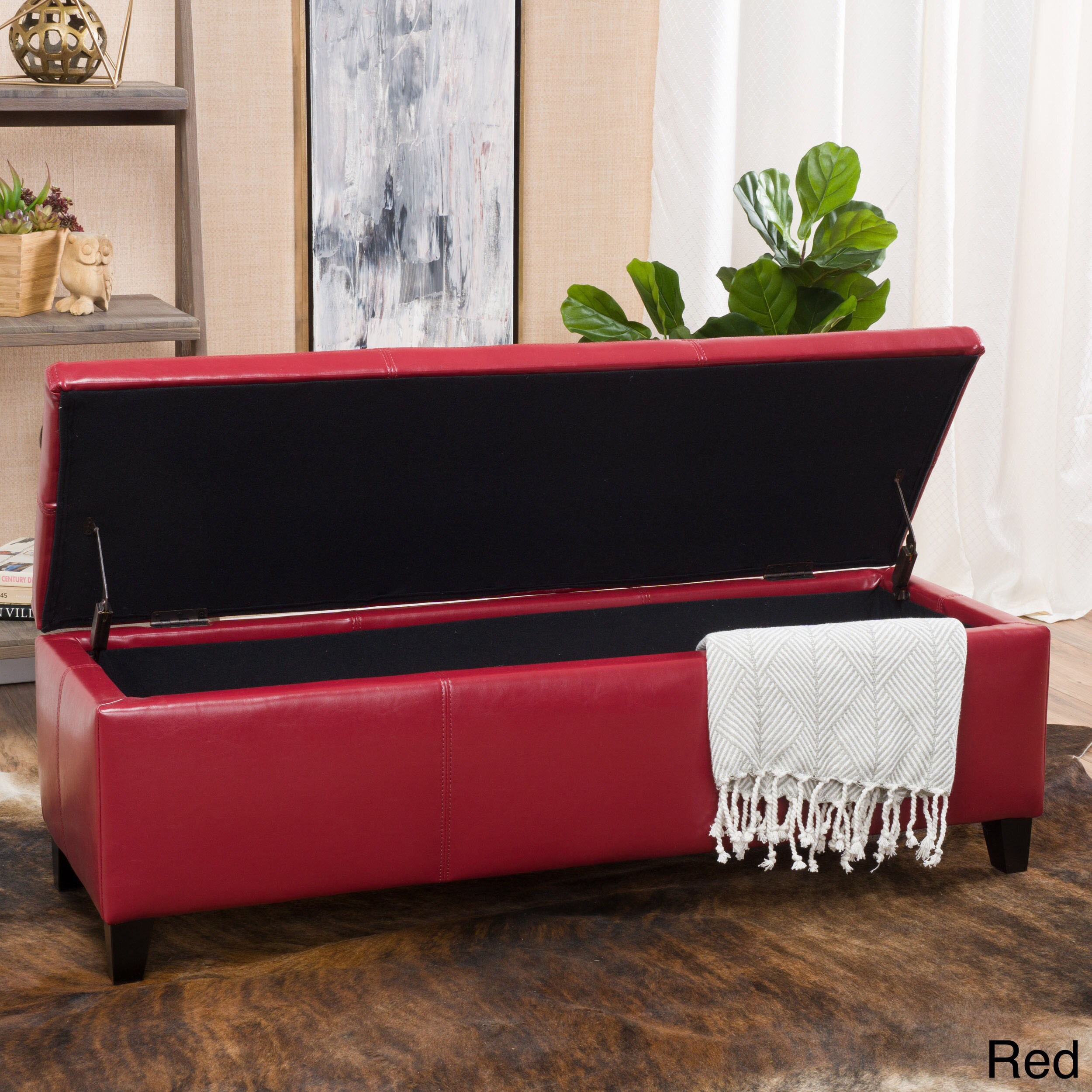 Lucinda Faux Leather Storage Bench | eBay