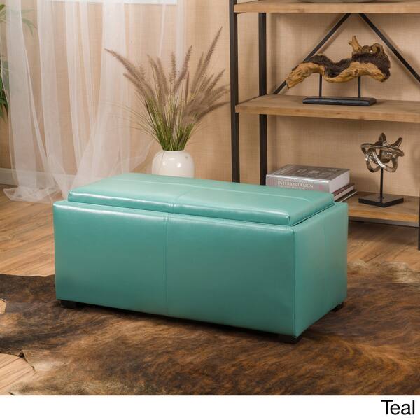 Shop Drake 3 Piece Faux Leather Tray Top Nested Storage Ottoman
