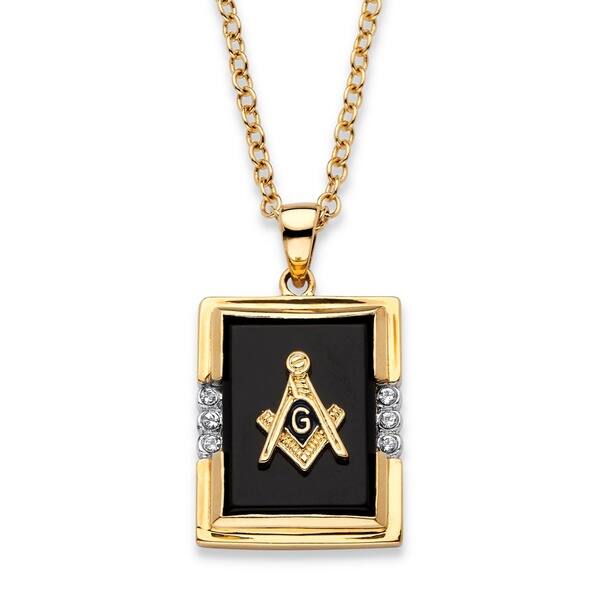 Men S Gold Plated Masonic Pendant 16mm Black Onyx And Round Crystal On Sale Overstock Men S Gold Plated Masonic Pendant 16mm Black Onyx And Round Crystal On Sale Overstock