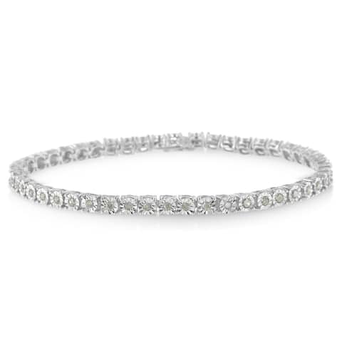 Sterling Silver 1ct TDW Rose-cut Diamond Tennis Bracelet (I-J, I3)