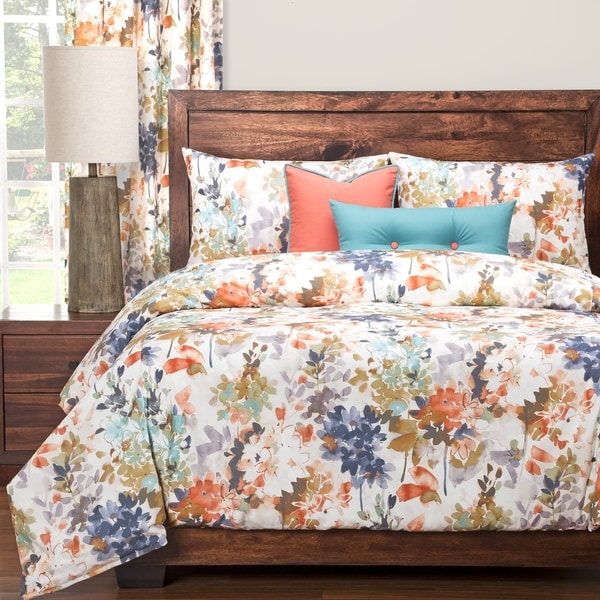 Siscovers Summer Peach Floral 6-piece Duvet Set with Duvet Insert
