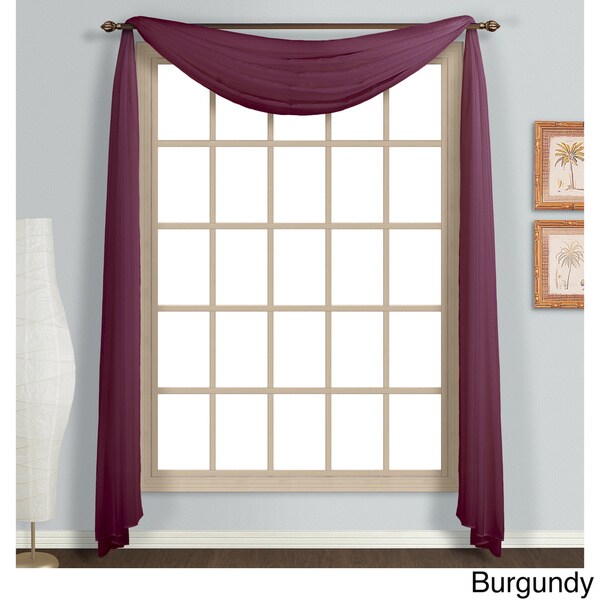 burgundy sheer curtain scarf