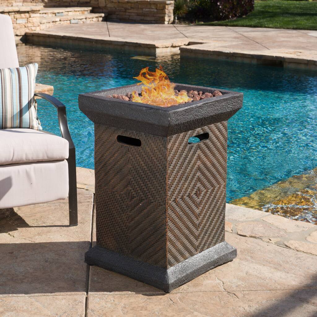 Mendocino Outdoor 19-inch Column Liquid Propane Fire Pit with Lava Rocks by Christopher Knight Home