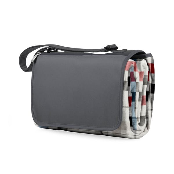 slide 2 of 5, Picnic Time Carnaby Street Plaid with Grey Flap XL Blanket Tote