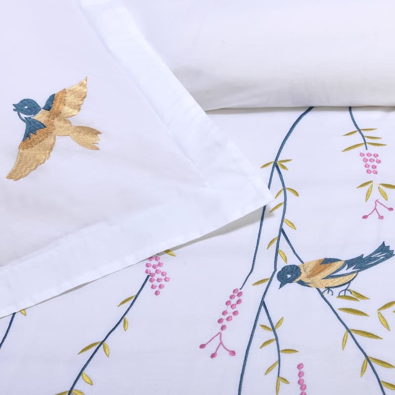 Superior Spring 3-piece Embroidered Cotton Duvet Cover Set
