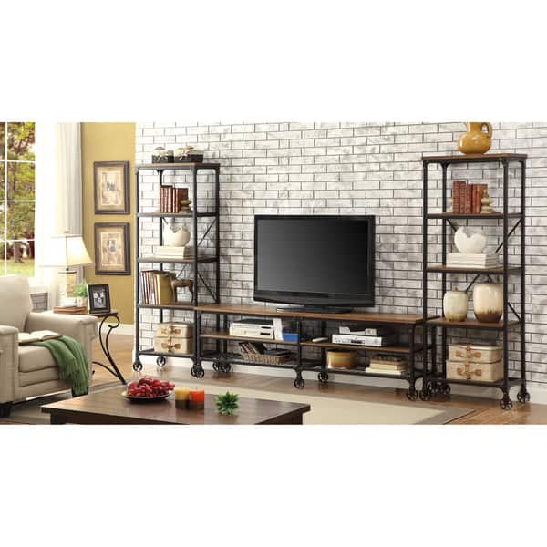 Furniture Of America Wigg Oak 81 Inch 3 Piece Entertainment Wigg Oak 81 Inch 3 Piece Entertainment
