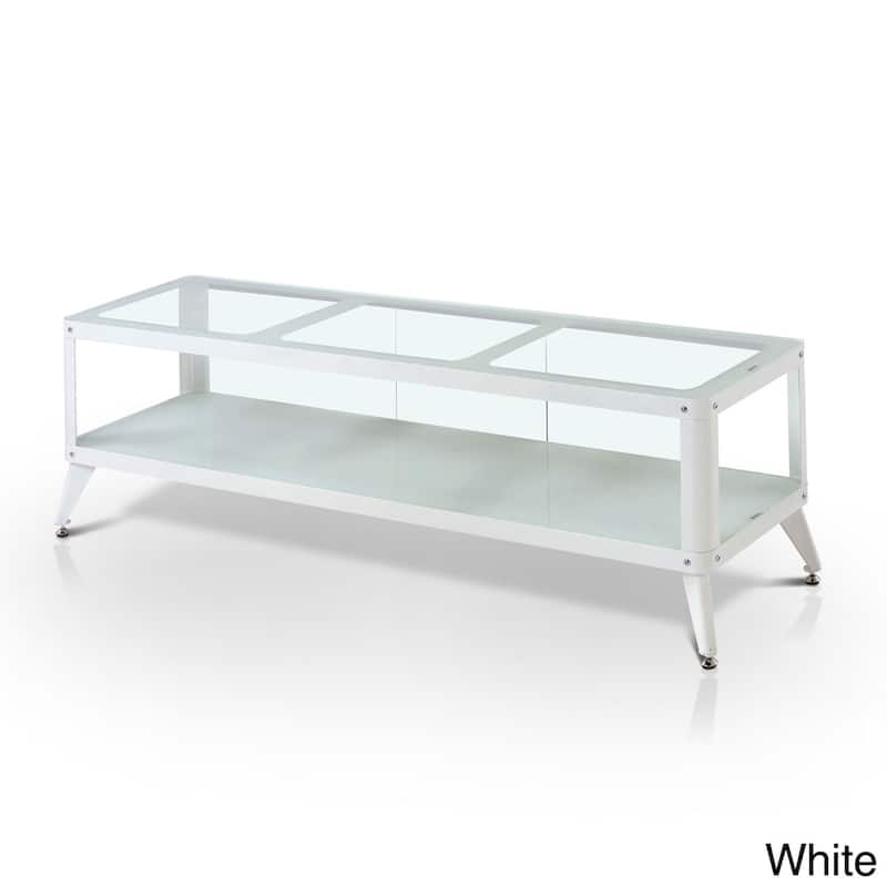Hind Modern Metal Glass Top 1-Shelf TV Console by Furniture of America