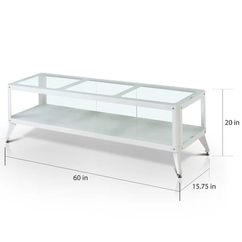 Hind Modern Metal Glass Top 1-Shelf TV Console by Furniture of America