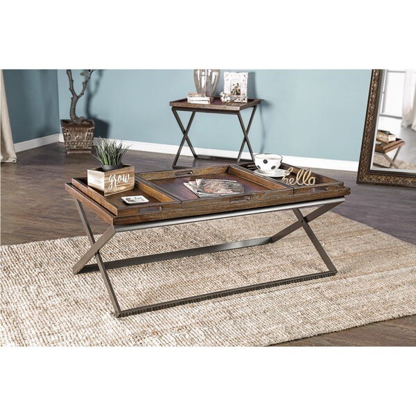 Furniture of America Tapper Urban Coffee Table with 3 Removable Trays