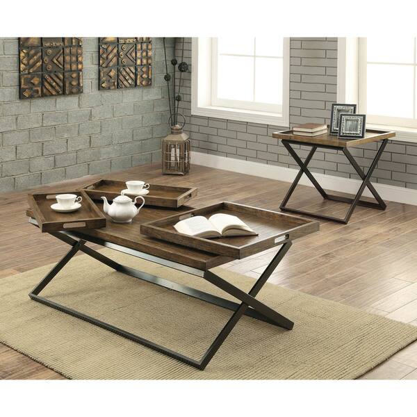 Furniture Of America Guff Industrial Oak Coffee Table On Sale Overstock 11421645