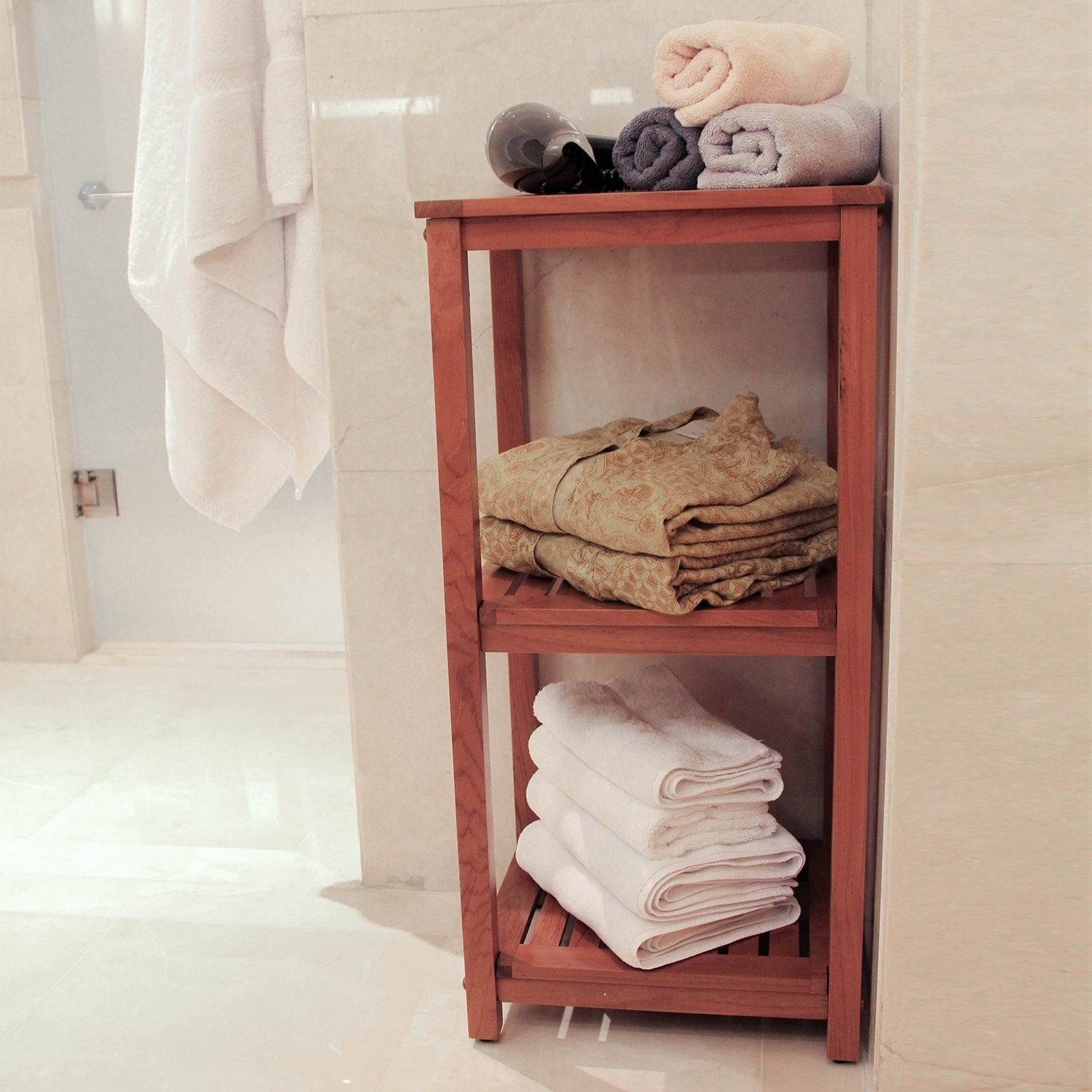 Cambridge-casual Teak Estate Freestanding 3-Tier Shower Caddy