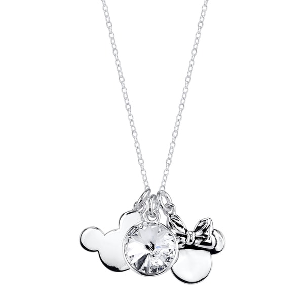 Disney Silver Overlay Crystal Mickey and Minnie Mouse