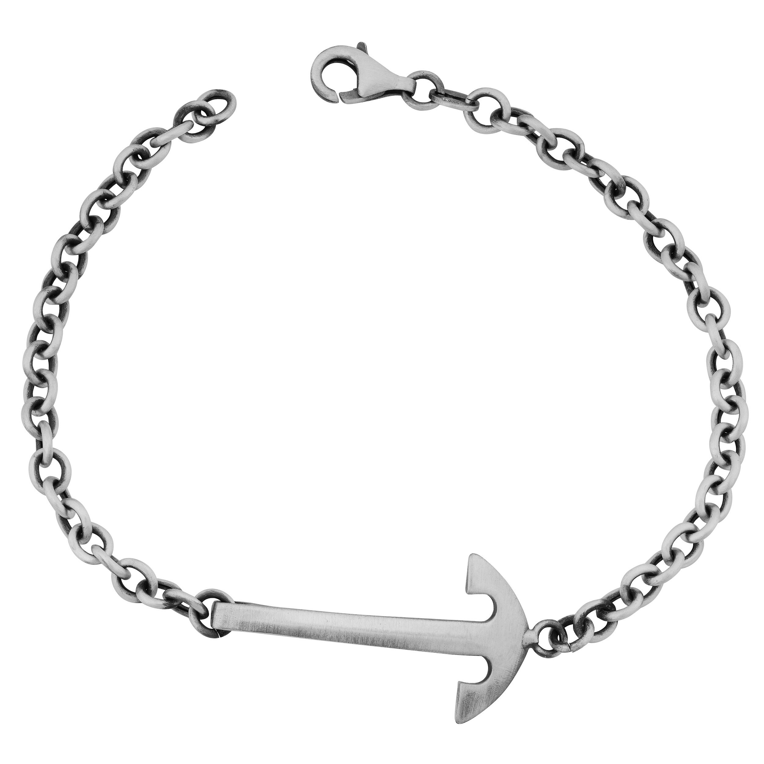 Shop Argento Italia Oxidized Sterling Silver Anchor Bracelet (8 inches ...