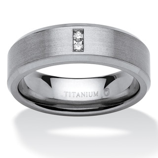 Palm Beach Jewelry Men S Wedding Bands Groom Rings Anium Men S Round Channel Set Diamond Accent Comfort Fit Angled Wedding Band
