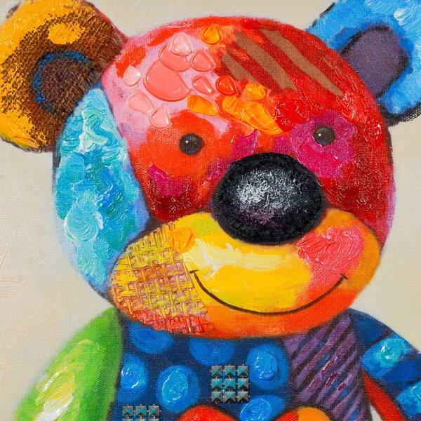 Shop Waiting For A Friend Colorful Little Teddy Bear Vibrant