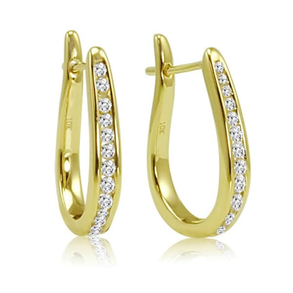 Amanda Rose Collection 1/4ct Diamond Hoop Earrings in 10K Yellow Gold