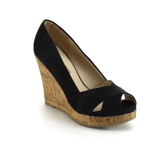 open toe wedge pumps