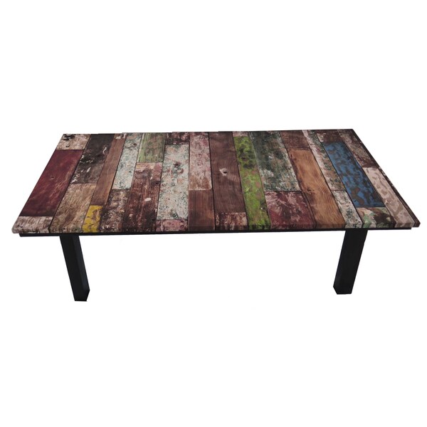Arthouse Innovations Old Wood Grunge Suede Upholstered Coffee Arthouse Innovations Old Wood Grunge Suede Upholstered Coffee Table