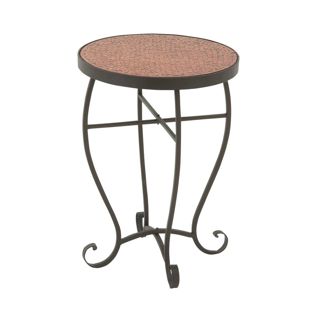 Appealing Metal Red Mosaic Side Table