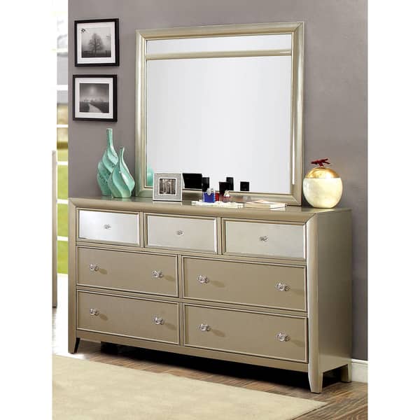 slide 2 of 5, Furniture of America Vosh Silver 2-piece Dresser and Mirror Set