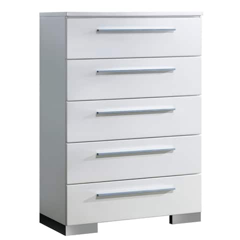 Furniture of America Rema Contemporary White Solid Wood 5-drawer Chest