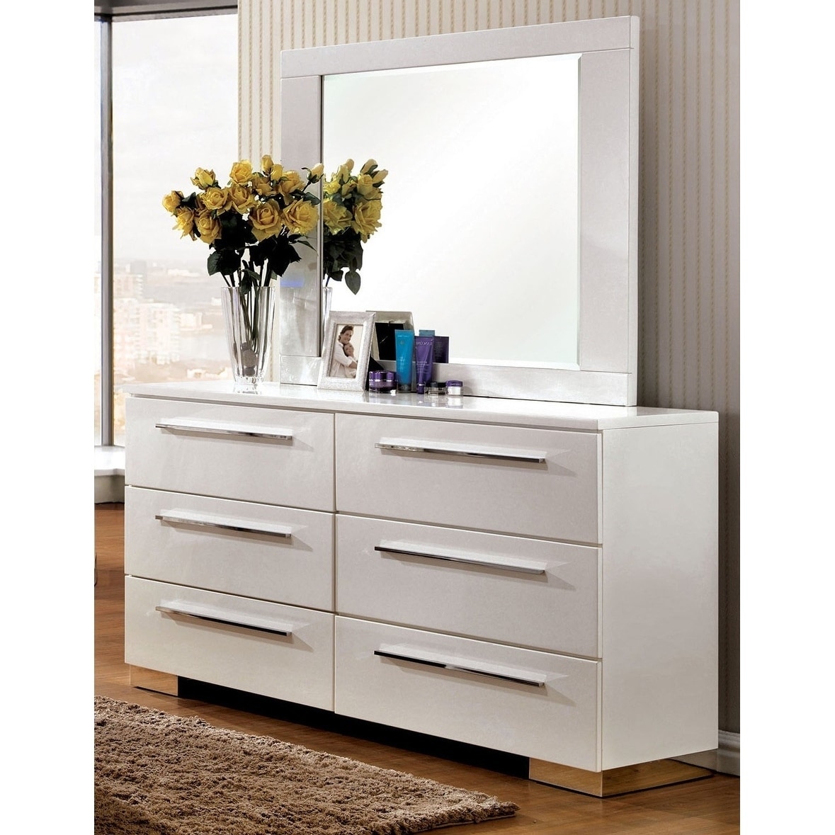 Shop Furniture Of America Rema Modern White 2 Piece Dresser And
