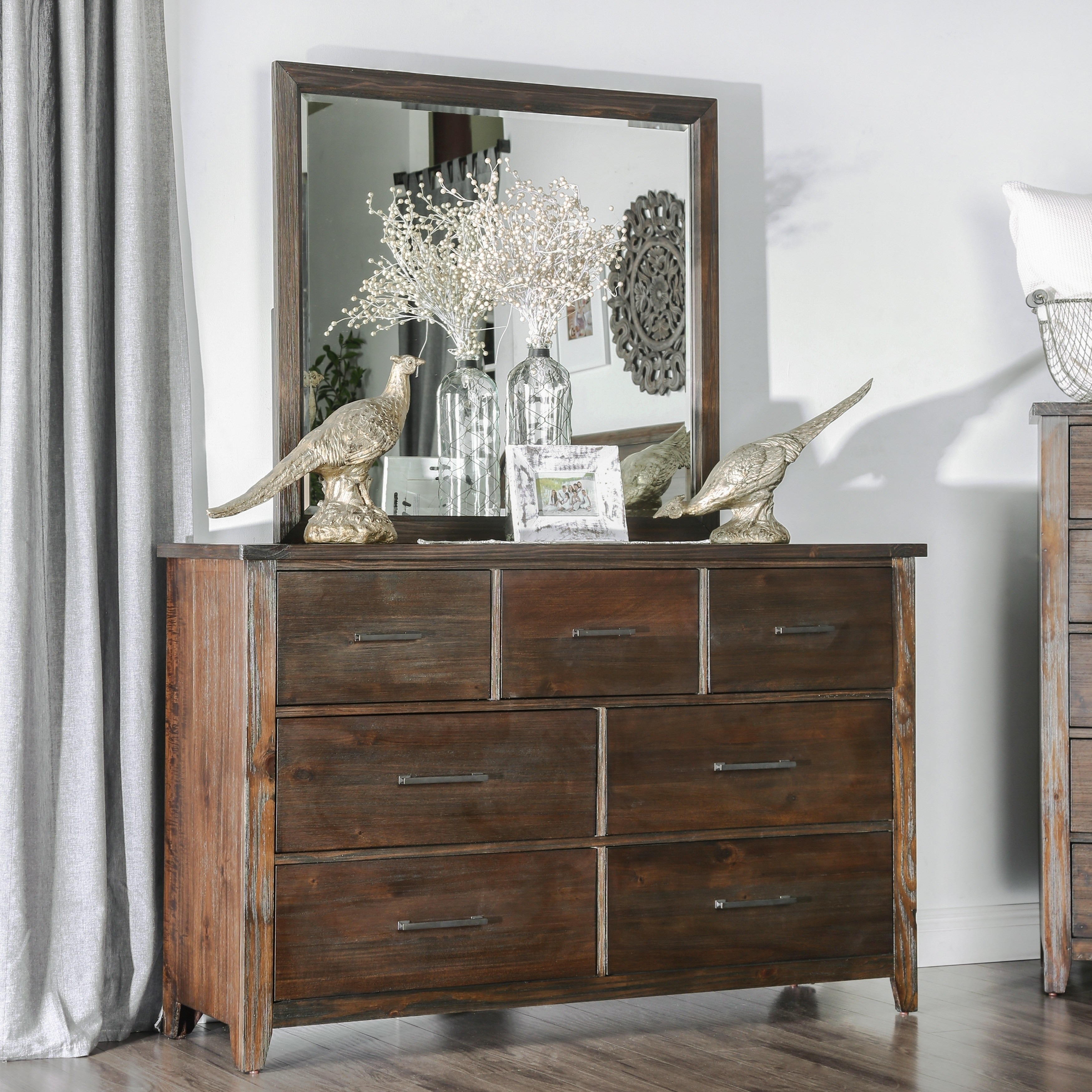 Shop Furniture Of America Kown Country Brown 2 Piece Dresser And