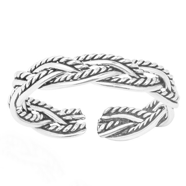 Handmade Celtic Weave Design Sterling Silver Toe or Pinky Ring (Thailand)