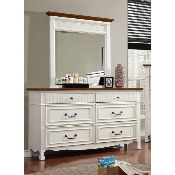 Furniture Of America Ophelie Cottage Style 2 Piece White Furniture Of America Ophelie Cottage Style 2 Piece White Dresser And Mirror Set