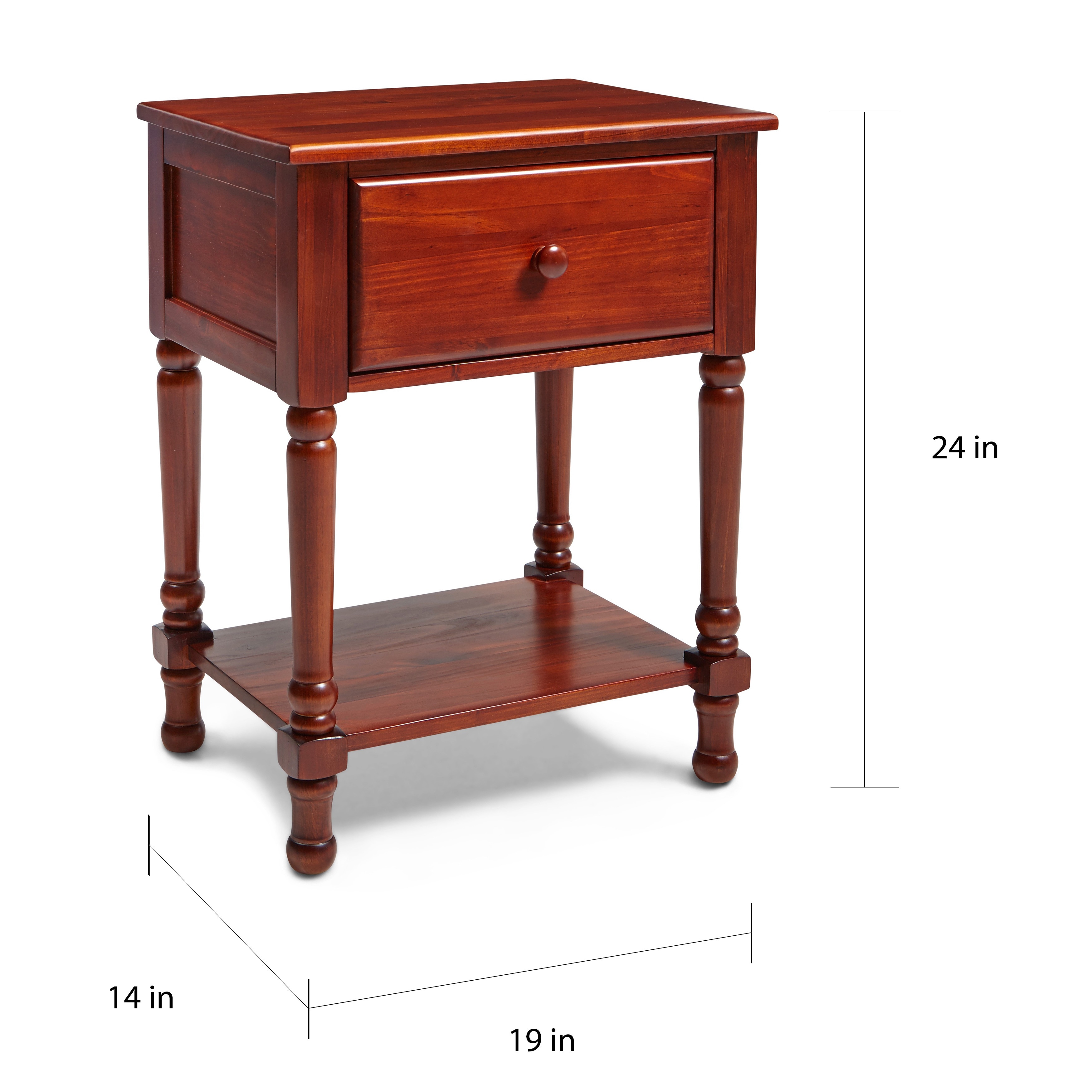 Rize Solid Wood Cherry Finish Nightstand Overstock 11442102