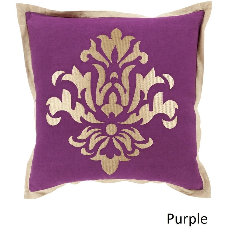 Decorative East 18-inch Poly or Feather Down Filled Throw Pillow - Off-White/Purple - Down - Transitional/Traditional