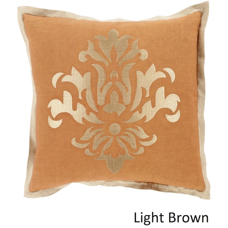 Decorative East 18-inch Poly or Feather Down Filled Throw Pillow - Brown/Off-White - Down - Transitional/Traditional
