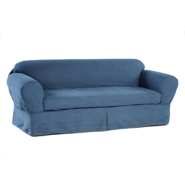Washed Heavy Denim Cotton 2 Piece Sofa Slipocver Washed Heavy Denim Cotton 2 Piece Sofa