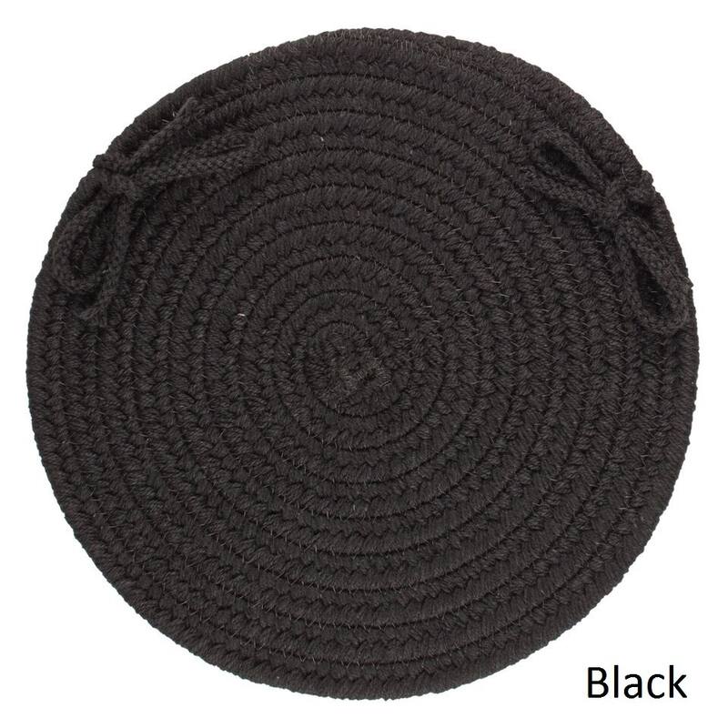 Rhody Rug Woolux Wool Reversible Chair Pads (Set of 4) - Black