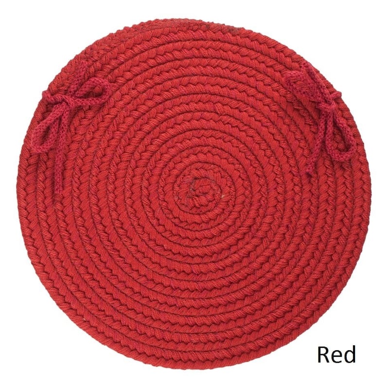 Rhody Rug Woolux Wool Reversible Chair Pads (Set of 4) - Scarlet 
