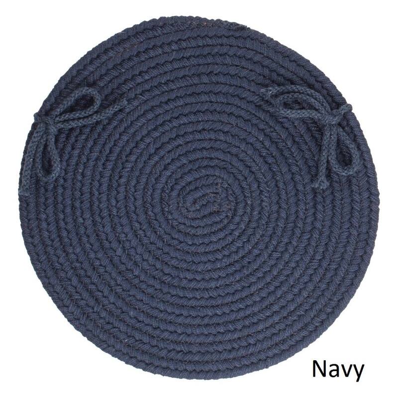 Rhody Rug Woolux Wool Reversible Chair Pads (Set of 4) - Navy