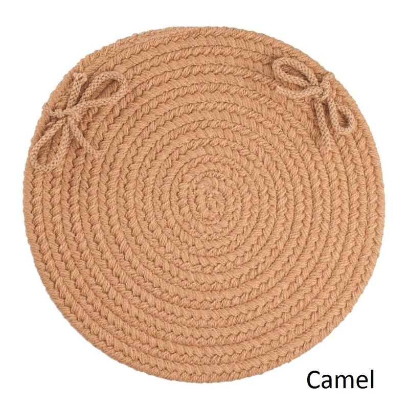 Rhody Rug Madeira Reversible Braided Chair Pads (Set of 4) - Camel
