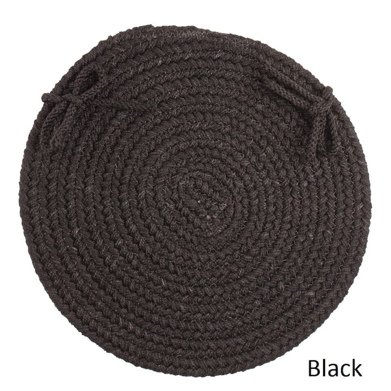 Rhody Rug Madeira Reversible Braided Chair Pads (Set of 4) - Black