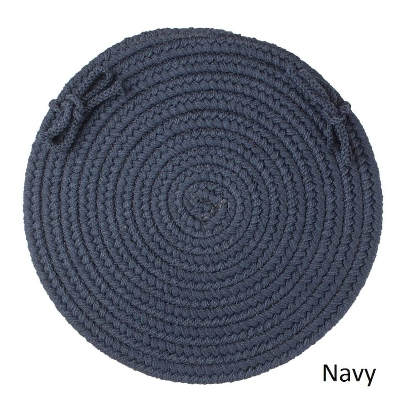 Rhody Rug Madeira Reversible Braided Chair Pads (Set of 4) - Navy