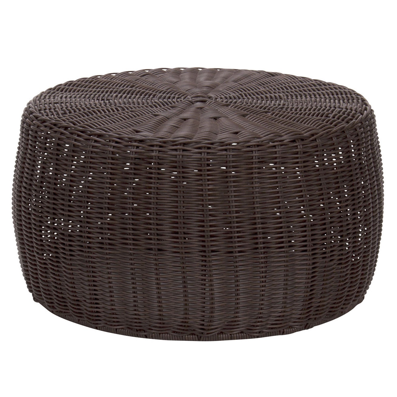 The Curated Nomad Tipton 9 Inch Brown Resin Wicker Ottoman The Curated Nomad Tipton 9 Inch Brown Resin Wicker Ottoman