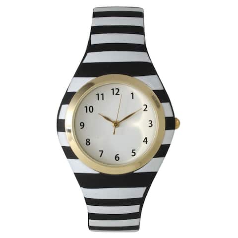 Olivia Pratt Striped Silicone Watch - Two-tone