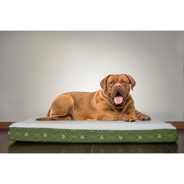FurHaven Faux Sheepskin and Printed Flannel Deluxe Orthopedic Pet Bed