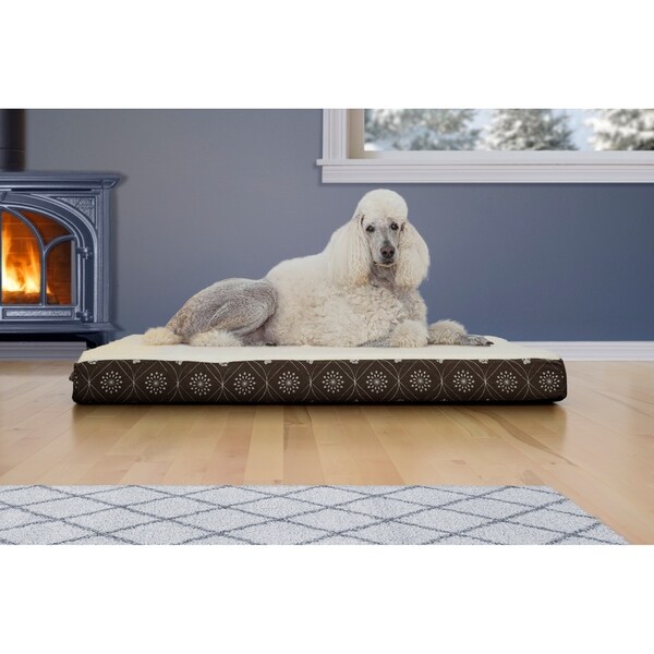 Furhaven Faux Sheepskin and Printed Flannel Deluxe Orthopedic Pet Bed