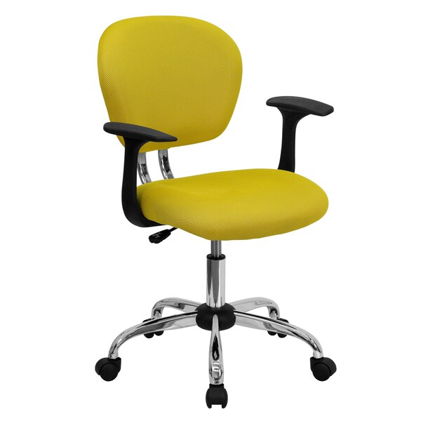 Shop Rigmos Yellow Mesh Adjustable Swivel Office Chair with Arms and
