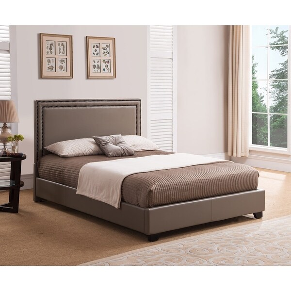 Rize Baffin Queen Sized Taupe Leather Platform Bed