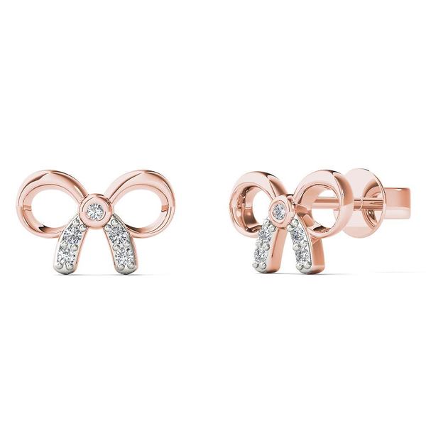 Shop AALILLY 10k Rose Gold Diamond Accent Bow Stud Earrings - On Sale - Free Shipping Today ...