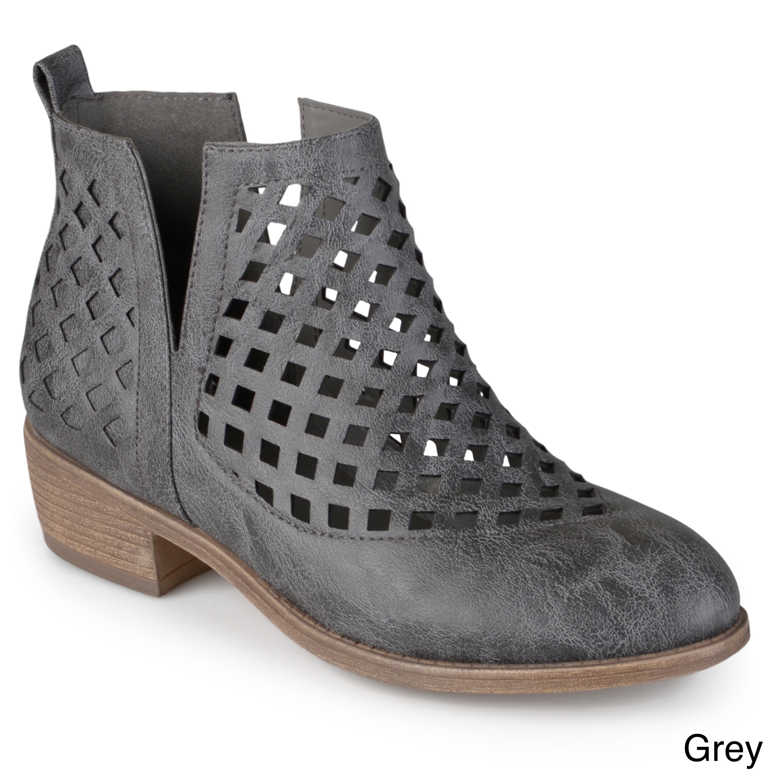 gray cut out booties